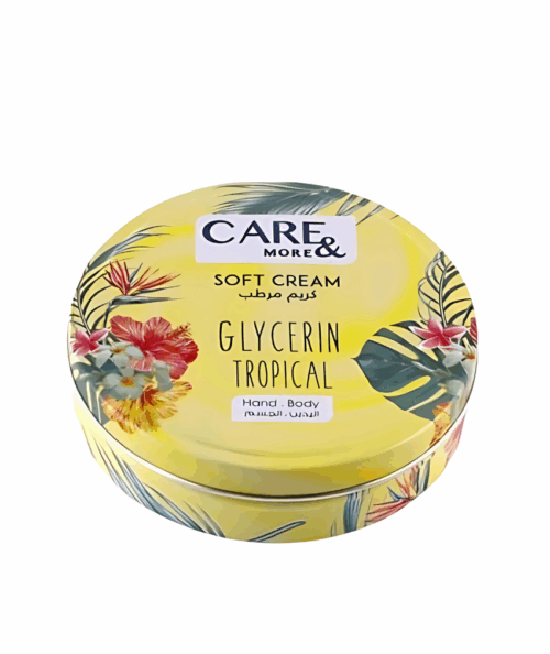 كريم سوفت بالجيلسرين لترطيب وتنعيم ونضاره الوجه والجسم واليدين برائحه وانتعاش الفواكه الاستوائيه مناسب لجميع انواع البشره 125 مل من كير اند مور
