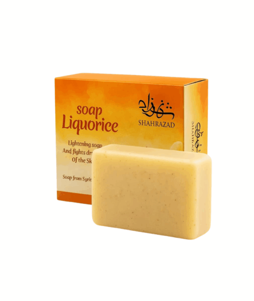 صابونه العرقسوس الطبيعي لتنظيف مسام البشرة وتفتيح وترطيب الاماكن والبقع الداكنه 100جرام من شهر زاد