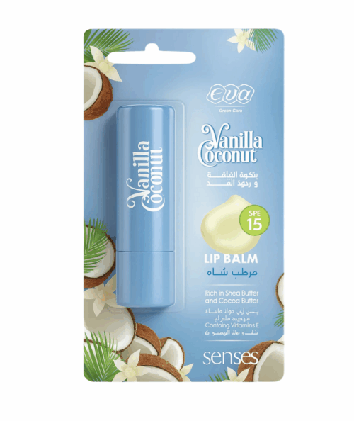 مرطب شفاه ايفا بنكهه الفانيليا وجوز الهند ترطيب وتنعيم ولمعان طويل الامد للشفاه الجافه والمتشققه 4 جرام