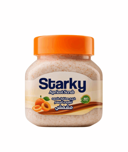 كريم صنفره للوجه والجسم بالمشمش ينظف البشره بعمق ويزيل الاوساخ والاتربه والهالات السوداء ويجعلها مشرقه ونضاره ومنتعشه وينشط الجلد ويزيل القشور الباهته عن الجلد من ستاركى 300 جرام