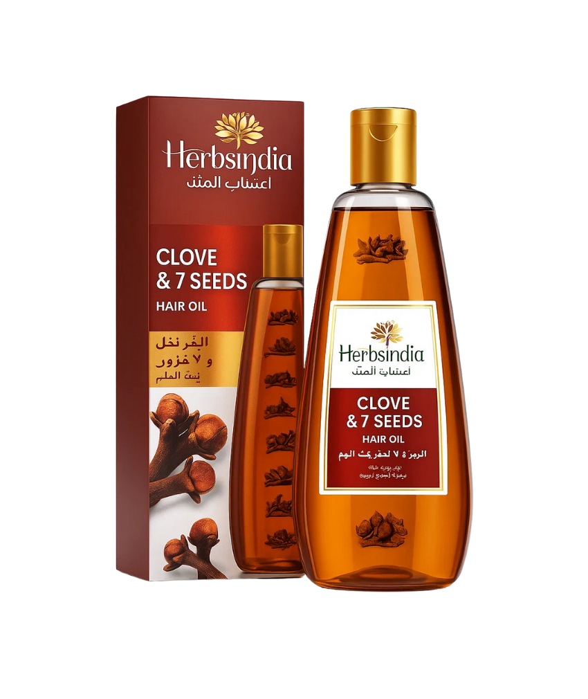 _صور منتجات موسكي مصر - 2025-10-12T012949.771 زيت شعر اعشاب الهند القرنفل و7بذور طبيعيه لشعر لامع وكثيف ولتغذيه فائقه للشعر خالي من اى مواد كيميائيه 180 مل من اعشاب الهند Herbsindia - الصورة 1