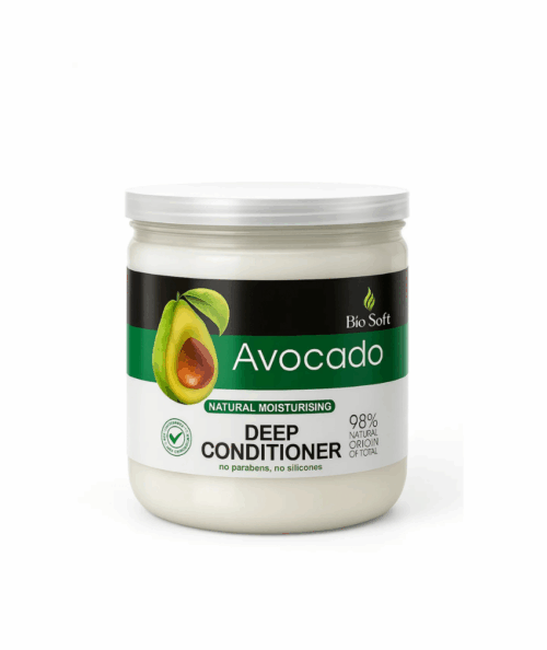 حمام كريم بزيت الافوكادوا يقوي الشعر ويعزز نموه الصحي ولمعانه وترطيب عميق وإصلاح التلف الناتج عن التصفيف والصبغات 500 جرام من بايو سوفت